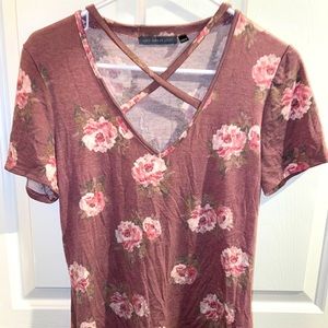 Women’s short sleeved floral shirt, S/M